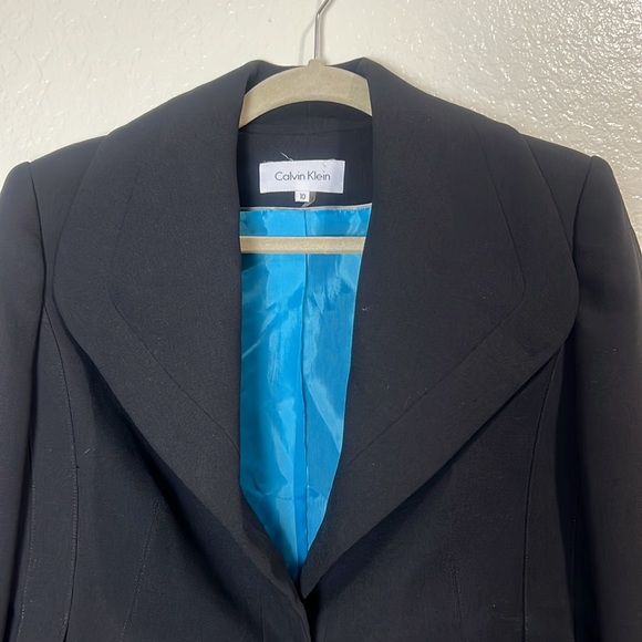 Calvin Klein Black Blazer with Notched Lapels Size 10 - Picture 2 of 6